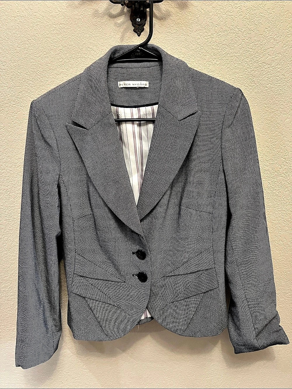 Peter Nygard Women's Black & White Geometric Blazer